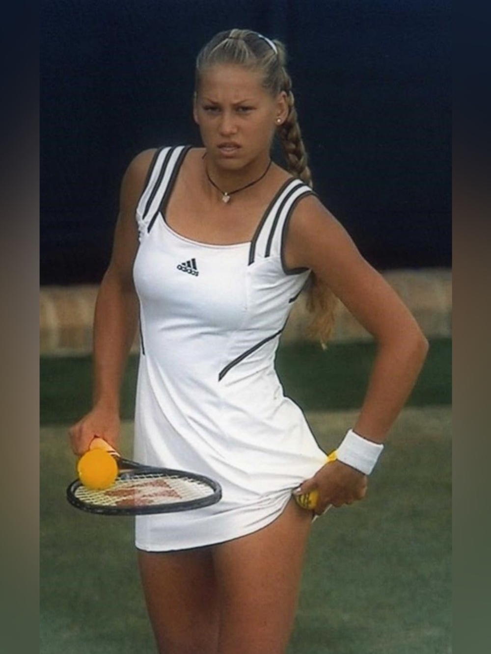Adidas - Anna Kournikova White Tennis Dress with Black Trim size 8